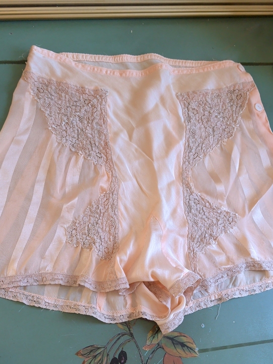 Vintage Other - Antique 1920s 30s Silk Tap Pants Peach French Knickers Side Button Art Deco